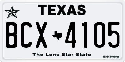 TX license plate BCX4105