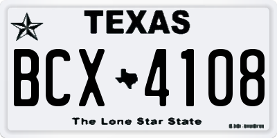 TX license plate BCX4108