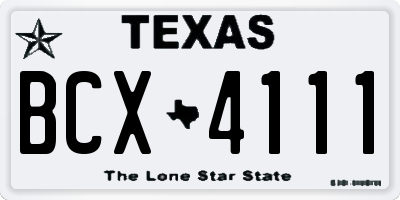 TX license plate BCX4111