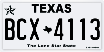 TX license plate BCX4113