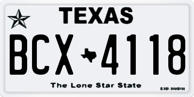 TX license plate BCX4118