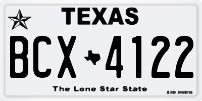 TX license plate BCX4122