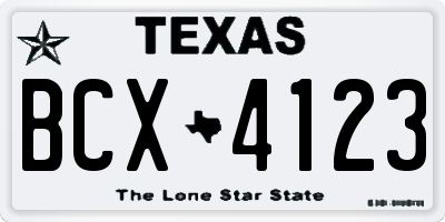 TX license plate BCX4123
