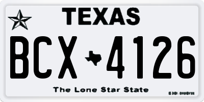 TX license plate BCX4126