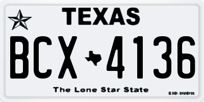 TX license plate BCX4136
