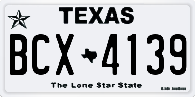 TX license plate BCX4139