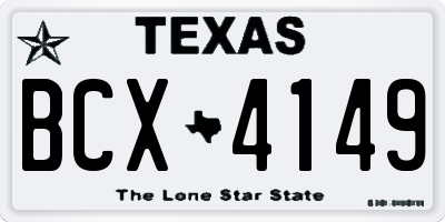 TX license plate BCX4149