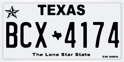 TX license plate BCX4174