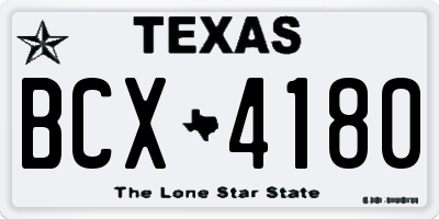 TX license plate BCX4180