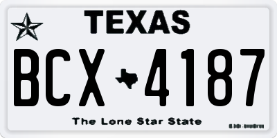 TX license plate BCX4187
