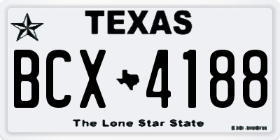 TX license plate BCX4188
