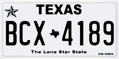 TX license plate BCX4189