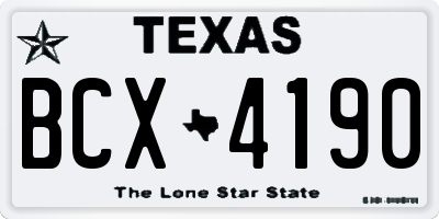 TX license plate BCX4190