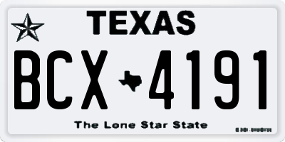 TX license plate BCX4191