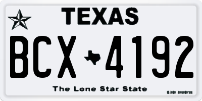 TX license plate BCX4192