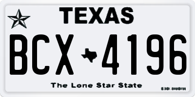 TX license plate BCX4196