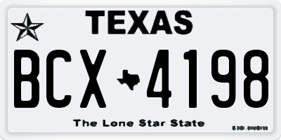 TX license plate BCX4198