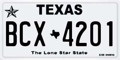 TX license plate BCX4201