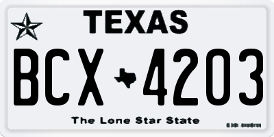 TX license plate BCX4203