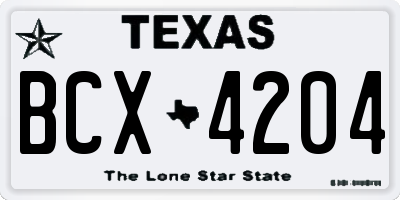 TX license plate BCX4204