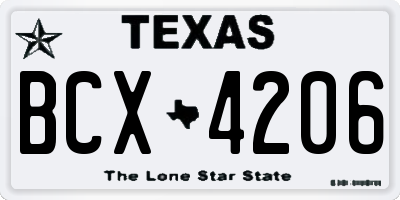 TX license plate BCX4206