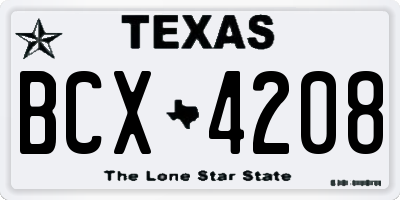 TX license plate BCX4208