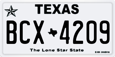 TX license plate BCX4209