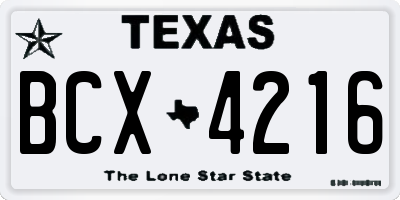 TX license plate BCX4216