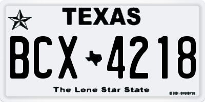 TX license plate BCX4218