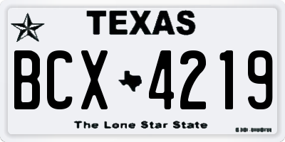 TX license plate BCX4219