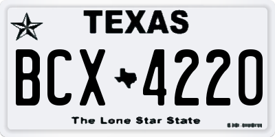 TX license plate BCX4220
