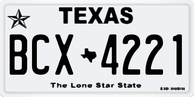 TX license plate BCX4221