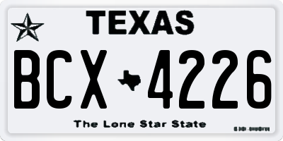 TX license plate BCX4226