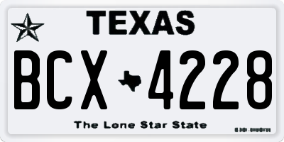 TX license plate BCX4228