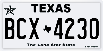 TX license plate BCX4230