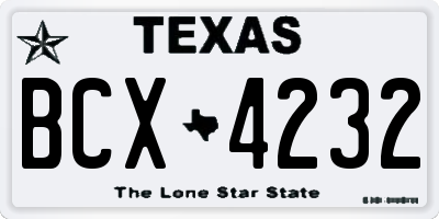 TX license plate BCX4232