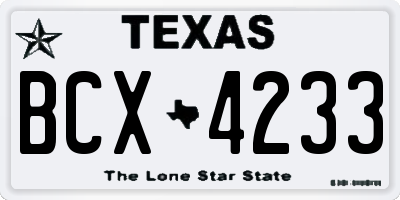 TX license plate BCX4233