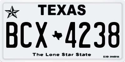 TX license plate BCX4238