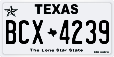 TX license plate BCX4239