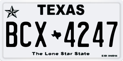 TX license plate BCX4247