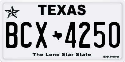 TX license plate BCX4250