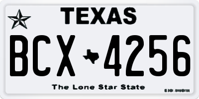 TX license plate BCX4256