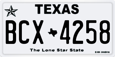 TX license plate BCX4258