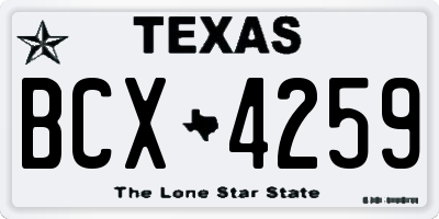 TX license plate BCX4259