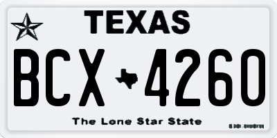 TX license plate BCX4260