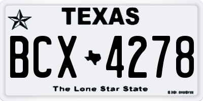 TX license plate BCX4278