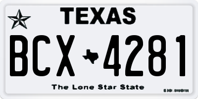 TX license plate BCX4281