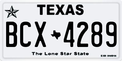TX license plate BCX4289
