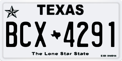 TX license plate BCX4291