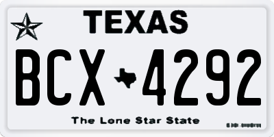 TX license plate BCX4292
